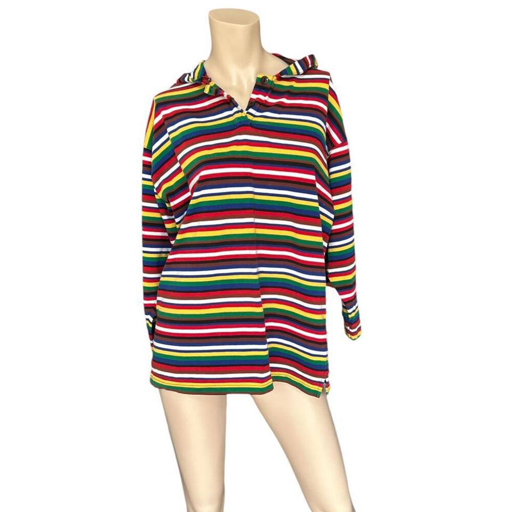 Vintage 90’s Contempo Casuals striped Hooded Pullover Hoodie Artsy Indie